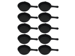 Juego de 10 ollas y sartenes en miniatura - Modelos de simulación - Pequeños utensilios de cocina en miniatura para decoración del hogar - 0,5 x 2,2 x 4 cm - Negro