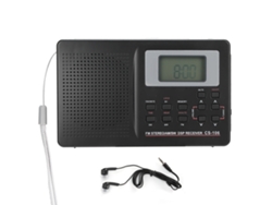 Rádio Cs-106 Mini Receptor De Banda Completa Fm/am/sw/mw Com Relógio Digital E Fone De Ouvido Portátil