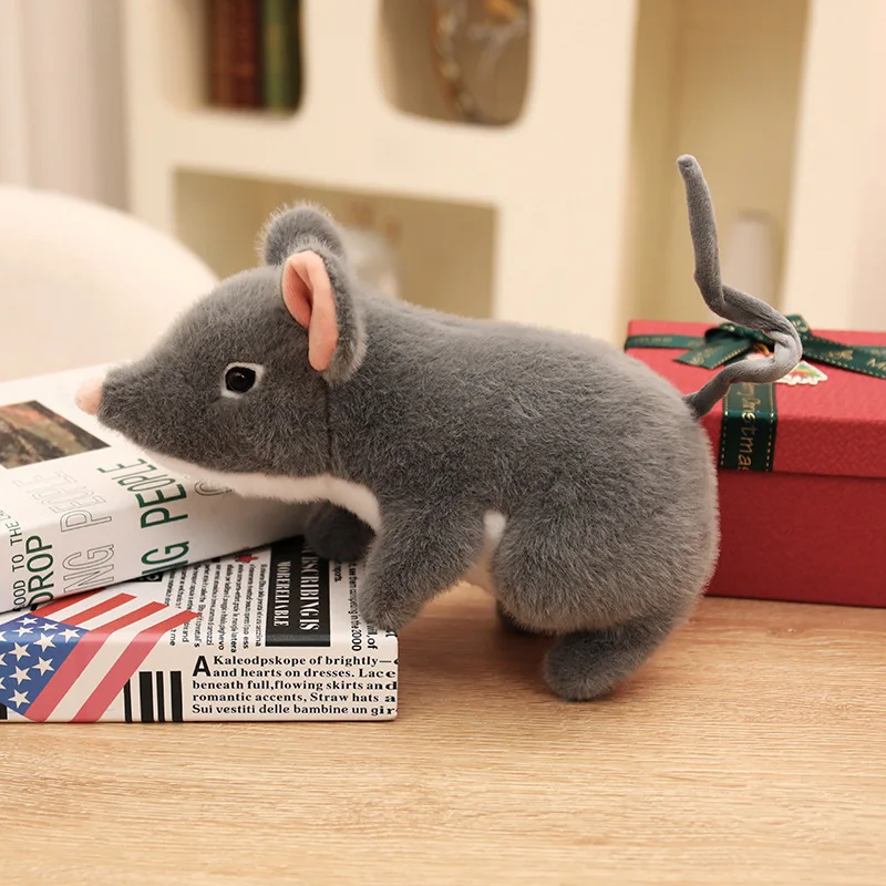 (gris, 27 Cm) Lindo Juguete De Peluche Realista De Ratón De Anime Con Dibujos Animados