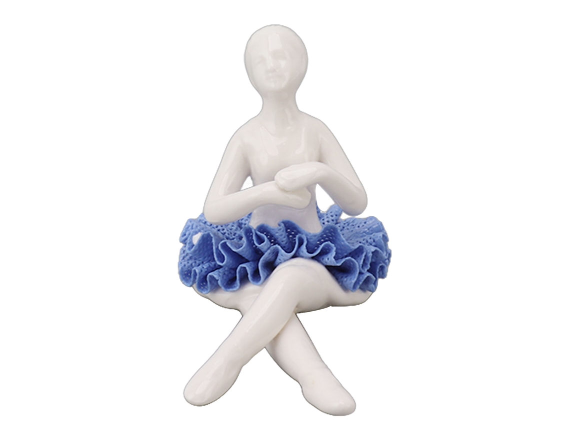 Estatua De Cerámica De Bailarina Con Vestido Azul, Traje De Bailarina Para Decoración De Mesa.