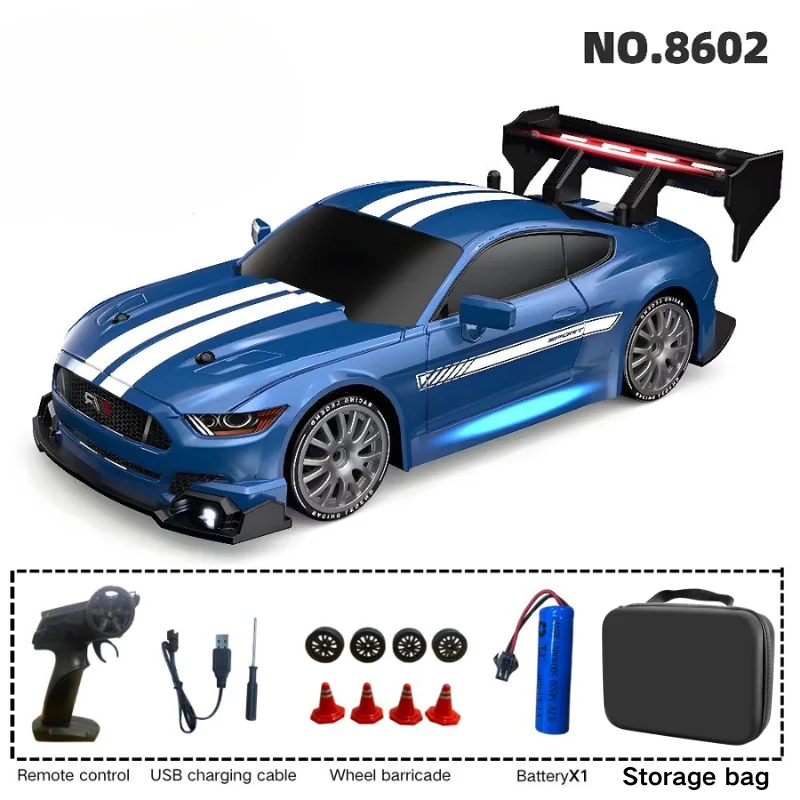 (8602s B) Coche de derrape teledirigido 1:24, Mustang 4x4, coche de carreras teledirigido