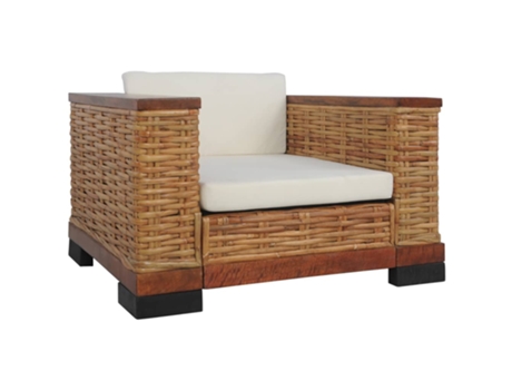 MAISON EXCLUSIVE Sillón con cojines de ratán natural marrón