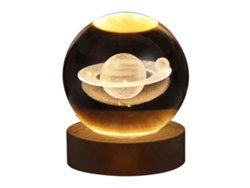 Lámpara de noche de cristal 3D 2026 con bola de luz grabada y base de madera para decoración del hogar.