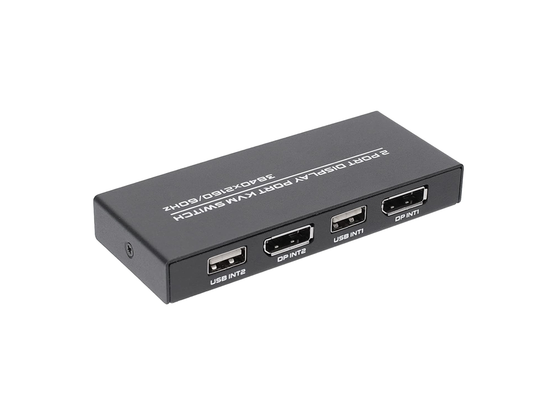 Conmutador Kvm Usb Displayport 4k A 60 Hz Para Compartir Pantalla Entre 2 Ordenadores.
