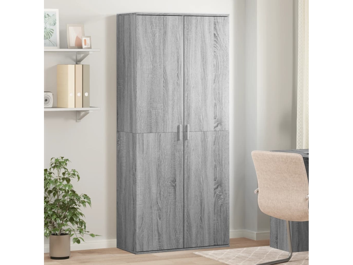 Aparador Alto | Mueble De Comedor | Buffet Alto Madera De Ingeniería Gris Sonoma 80x35x180 Cm Wsd20132