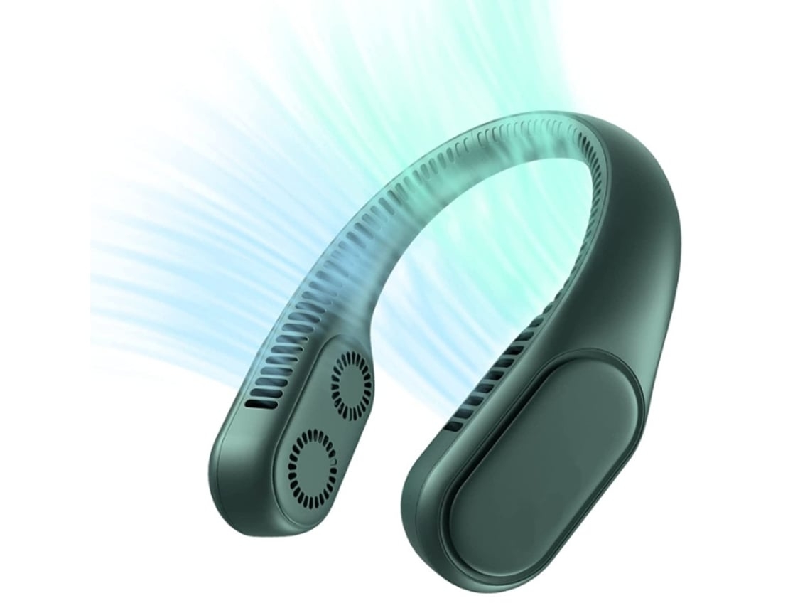 Ventilador de cuello portátil sin aspas turbo de cuatro hojas, actualizado con batería recargable de 4000 mAh y diseño portátil Vergusshious