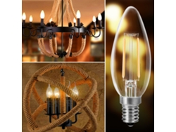 Rebe-bombilla Led E14 2w 2700k Blanco Cálido Equivalente A 20w Filamento Claro Estilo Vintage Lámpara De Candelabro