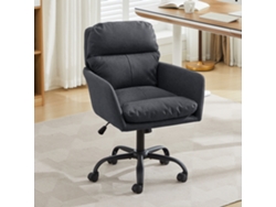 Cadeira Couro Pu Preta, Base Preta, Ajustável – Para Mesa E Penteadeira