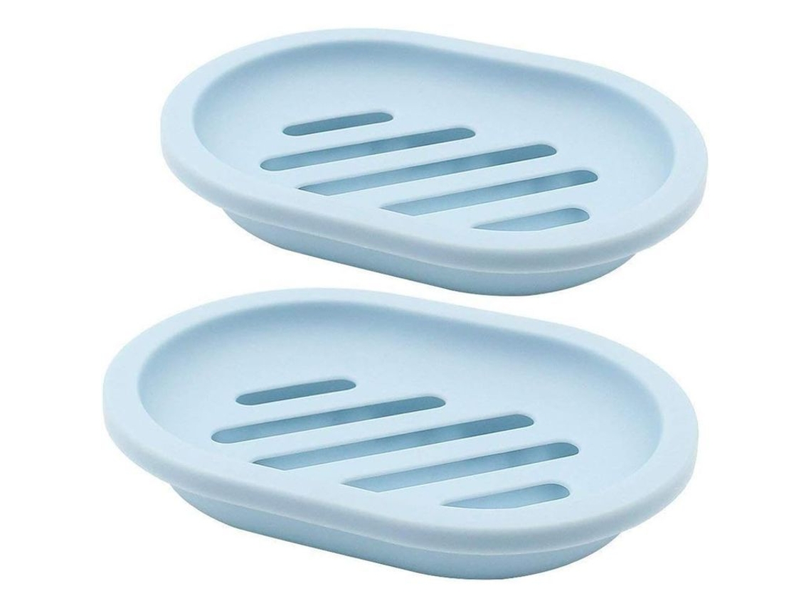 Jabonera De 2 Piezas Con Desagüe, Diseño Acanalado, Fácil De Limpiar, Plástico Resistente, Secado Al Aire.