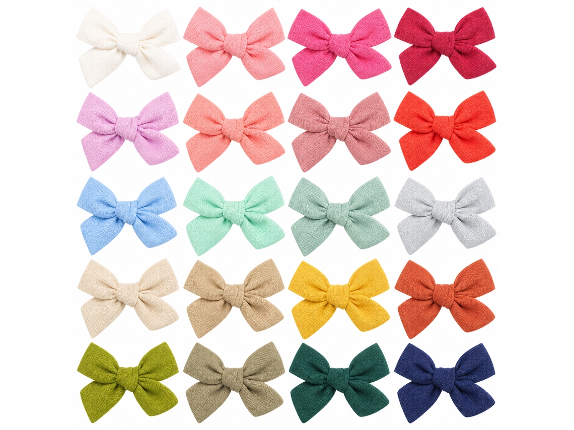 Pinza Para Pelo Polski Lino-algodón Multicolor 9,5 X 6 Cm 20 Unidades Con Lazo Ligera Para Niñas Y Peinados Diarios