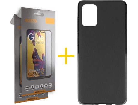 Kit Funda + 2 Protectores de Pantalla Samsung Galaxy A71 5G ACCETEL Full (Negro)
