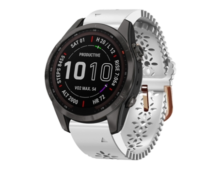 Correa de reloj inteligente para Garmin Fenix 7S Sapphire Solar 20 mm Correa de silicona para mujer con punzón de encaje (blanco)