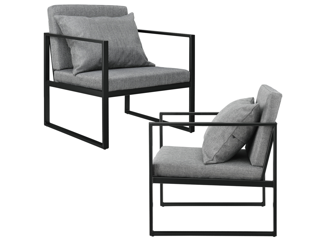 Conjunto de Cadeiras de Jantar [EN.CASA] (2 Un - Cinzento Escuro - 70x60x60 cm - Ferro)