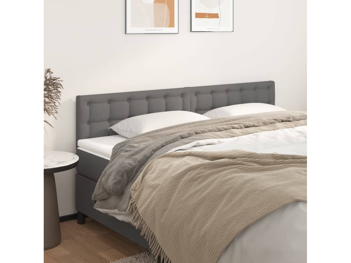 Cabeceros 2 Unidades De Cuero Sintético Gris 80x5x78/88 Cm