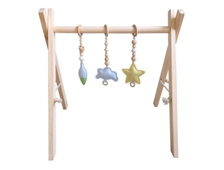 Juego de Gimnasia de Madera, Marco Sensorial, Juguete Con Anillo Para Bebé Color Madera