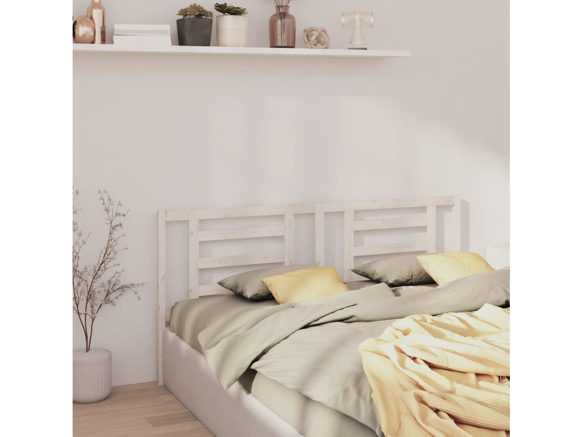 Cabecero De Cama Madera Maciza De Pino Blanco 186x4x100 Cm