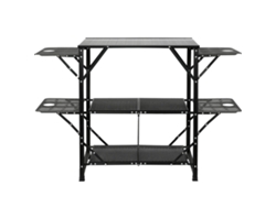 Mesa de cocina para acampar Succebuy, estación de cocina plegable portátil con 5 tableros y 2 estantes
