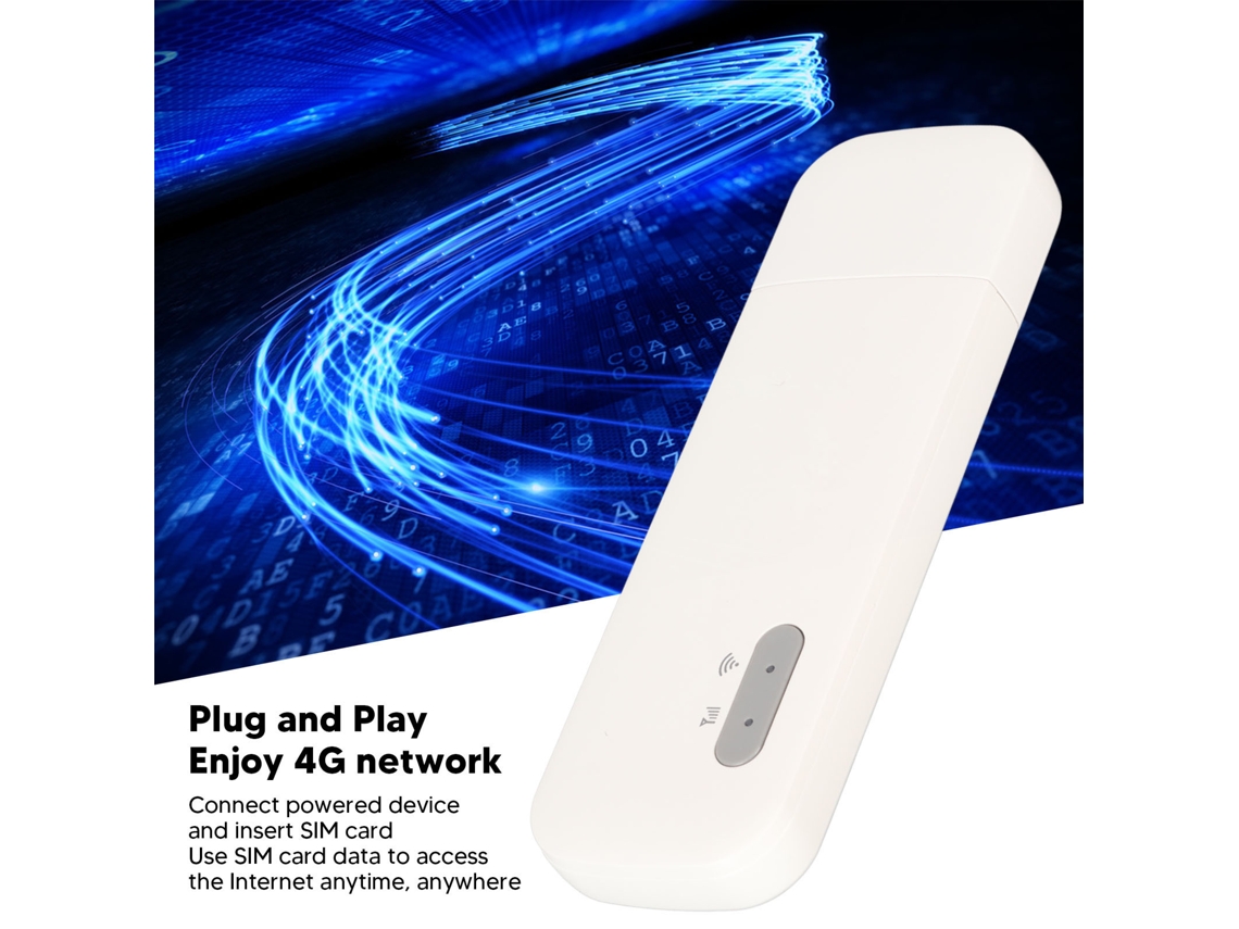 Baoj-2026 Router WiFi USB portátil 4G con ranura para tarjeta Micro SIM, compatible con 10 dispositivos, color blanco.