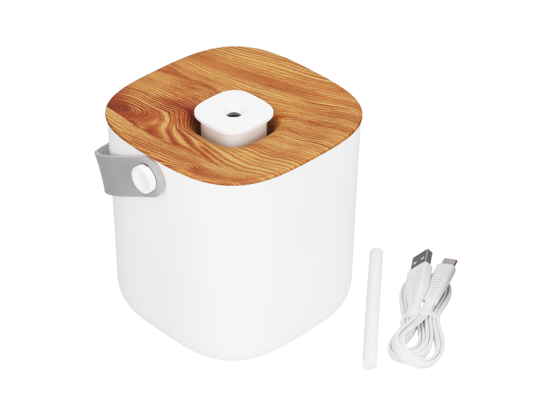 Humidificador Portátil De Escritorio De 600 Ml, Usb, 30 Ml/h, Batería De 2000 Mah, Sensor De Seguridad, 35 Db, Madera.