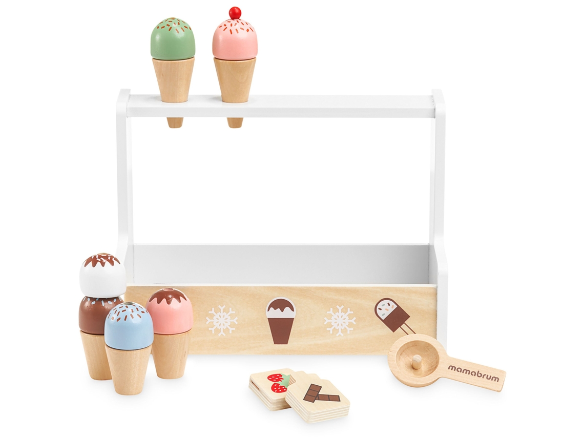 Vendedora de Helados, Vendedora de Madera Infantil 3 años, Juguete Vending con Accesorios MAMABRUM