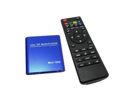Reproductor de video multimedia HDD 1080P Full HD con puerto USB Hdmi Vga Av [Plug I Blue]
