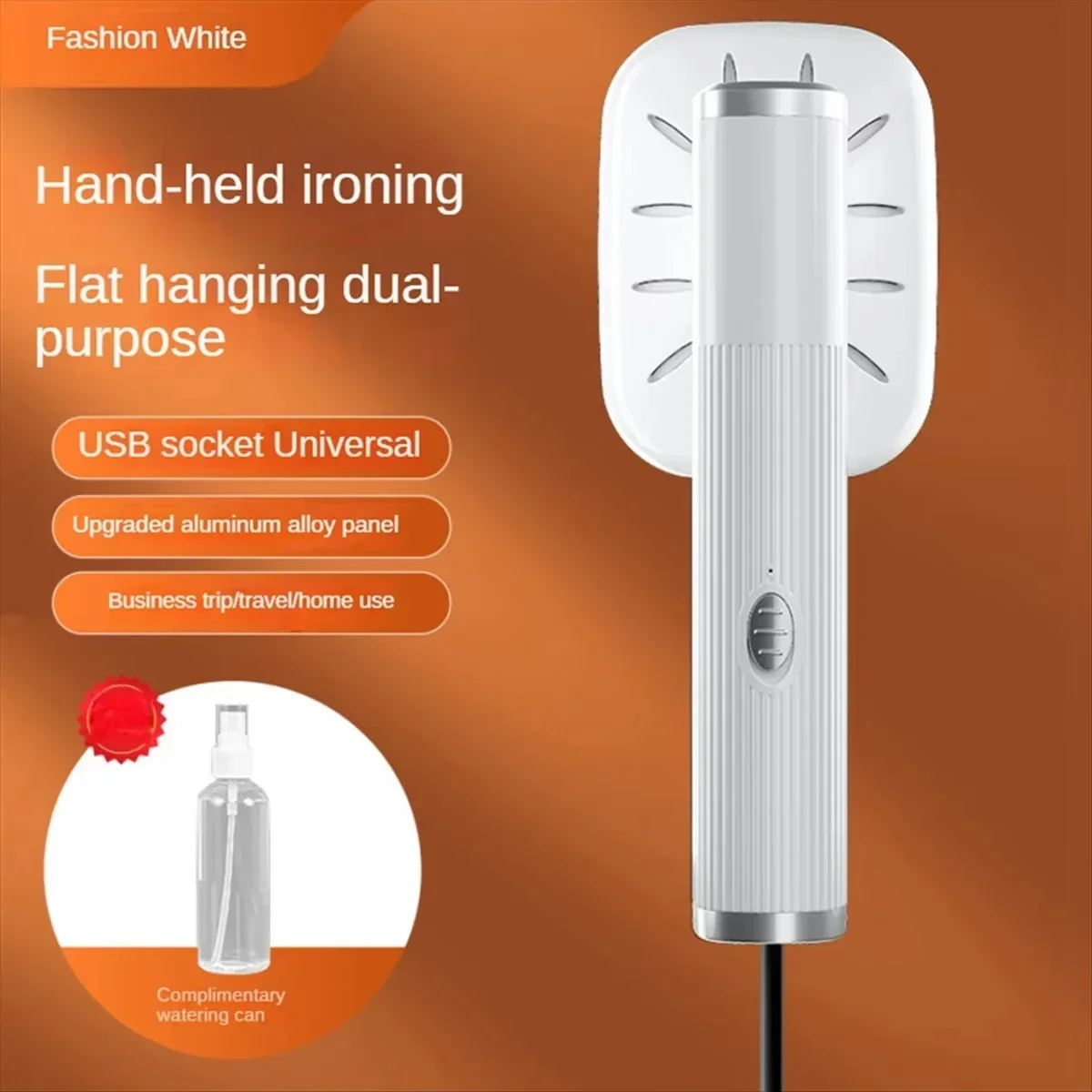 Plancha de vapor multifuncional portátil (blanca) para uso doméstico, planchado a 360°, USB
