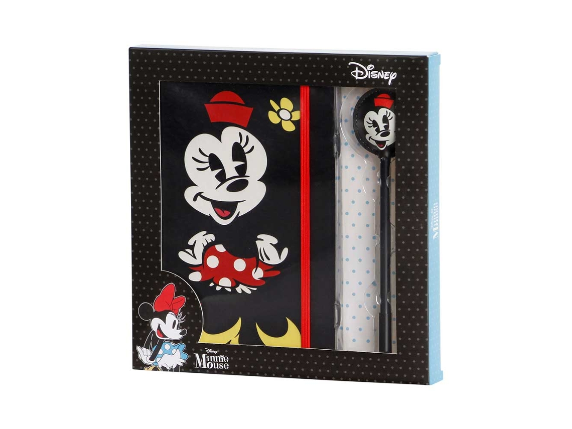 Minnie Mouse Face Caja Regalo con Diario y Bolígrafo Fashion, Negro KARACTERMANIA