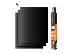 Siurn - 3 alfombrillas antiadherentes reutilizables negras para parrilla (40 x 33 cm)