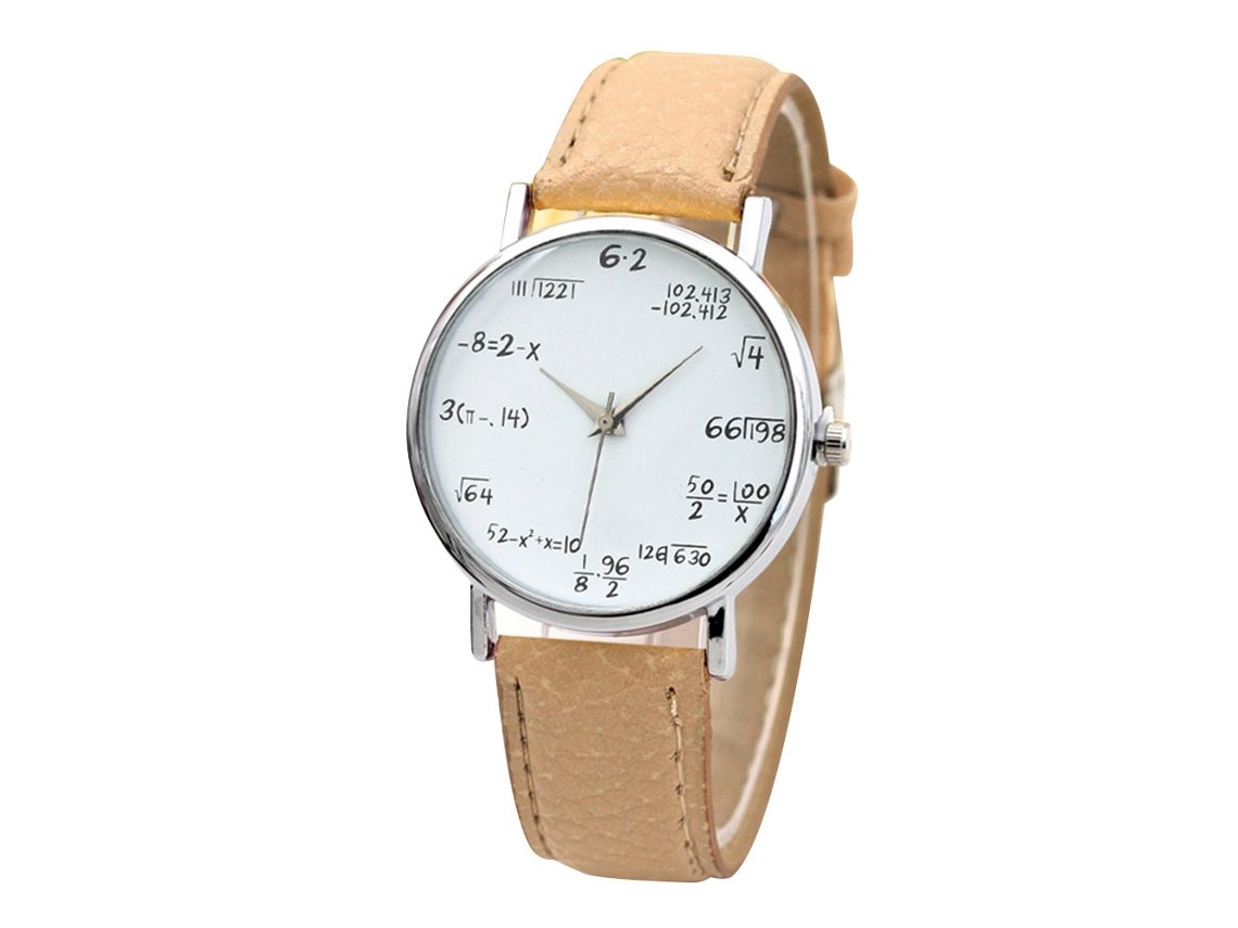 Reloj De Pulsera De Cuarzo Sencillo E Informal Para Mujer Con Correa De Piel Sintética Beige.