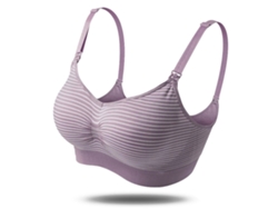 Ats-sutién De Lactancia Inalámbrico Estampado Rayas Anti Caída Para Mujeres Embarazadas Talla L Morado