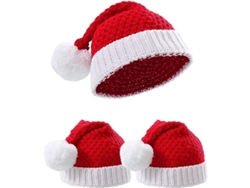 3 Gorros De Navidad Tejidos Rojo Y Blanco Con Pompón Para Invierno Santa Hat