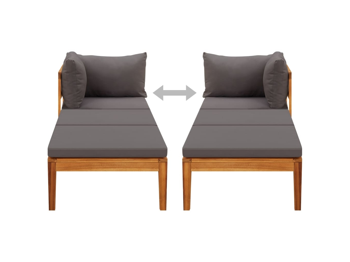 Tumbona | Tumbona De Exterior | Silla Con 1 Reposabrazos Gris Oscuro Madera Maciza Acacia Wsd514977