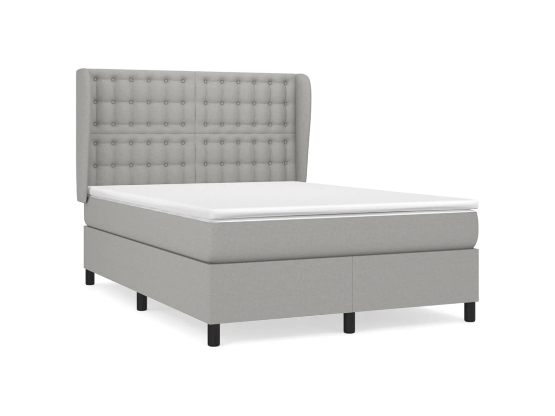 Maison Exclusive - Cama Box Spring Con Colchón Tela Gris Claro 140x190 Cm