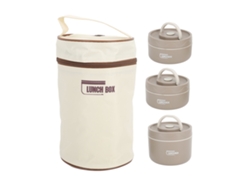 Recipiente De Almuerzo Aislado De Acero Inoxidable 304 Portátil Caja Térmica Redonda Con Tapa Y Bolsa Térmica Color Café Oscuro 3pcs