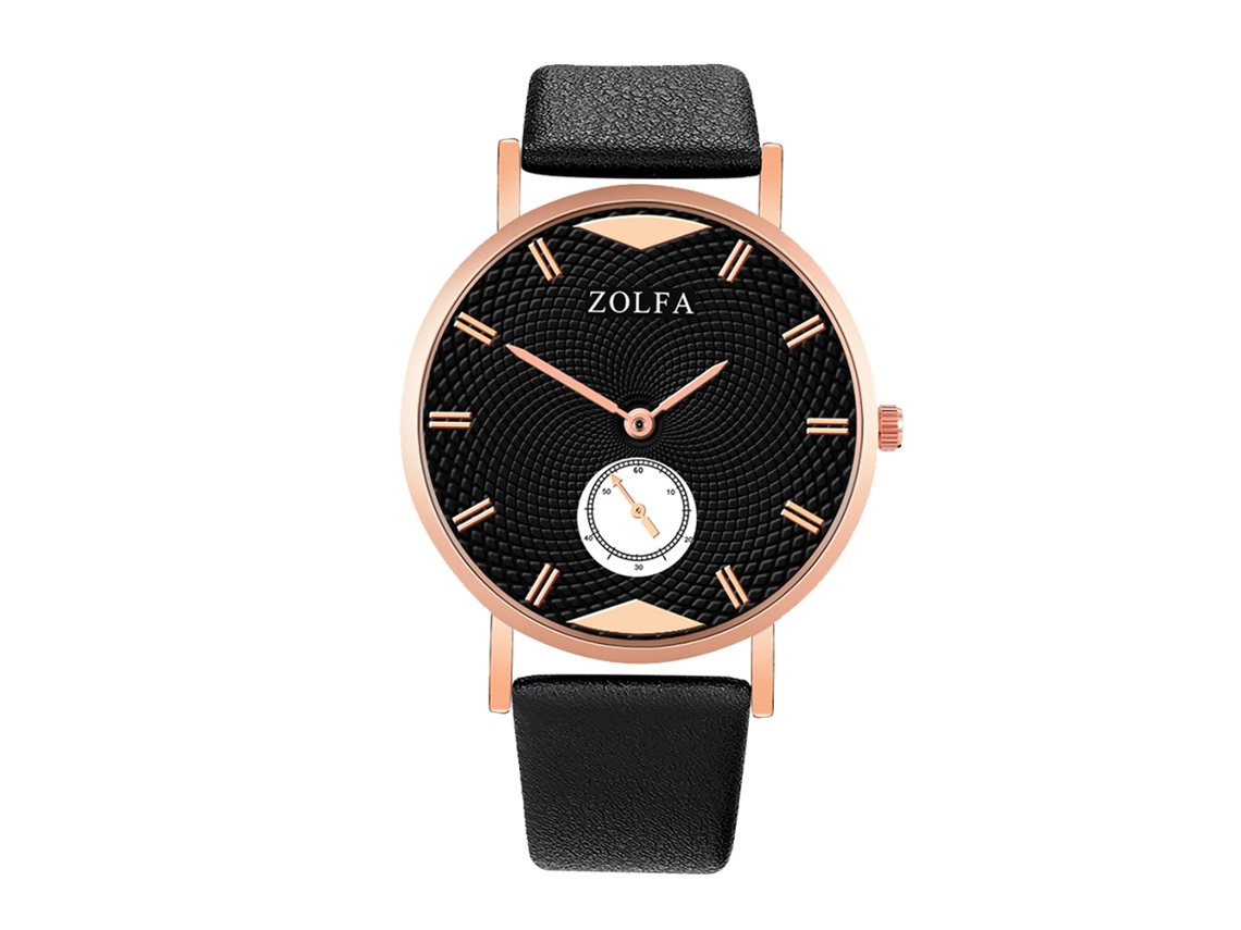 Reloj de pulsera de moda para mujer con correa de PU, esfera redonda, pantalla analógica, negro Cuarzo