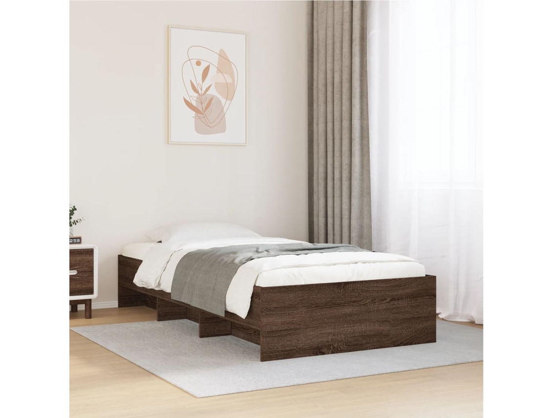 Estructura De Cama Sin Colchón Madera Marrón Roble 90x200 Cm