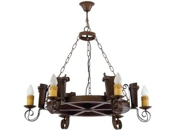 Lámpara de Techo FABRILAMP Cantina (Marrón - Metal, Cerámica, Madera - 80x85 cm)