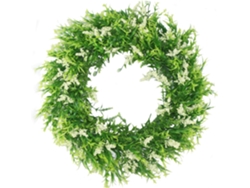 MEOIRUERY Corona Artificial de Lavanda con Hojas Verdes de Plástico - 40 cm, para Puerta, Pared, Ventana, Fiesta, Interior/Exterior
