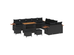 Maison Exclusive - Conjunto De Sofás De Jardín Con Cojín 14 Pcs Negro