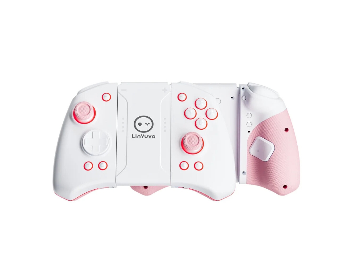 Controlador de juegos Bluetooth RGB Pink-linyuvo KS33 para Switch/OED Joy-Con con botón mecánico, función macro y joystick de doble motor.
