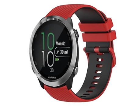Correa para Garmin Forerunner 645 Music 20mm correa de reloj de silicona a cuadros bicolor rojo-negro VENISYMLIS