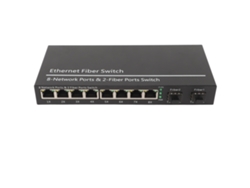 Conversor De Mídia De Fibra Ethernet (2 Portas Ópticas 8 Portas Elétricas, Conversão De Ethernet Gigabit)
