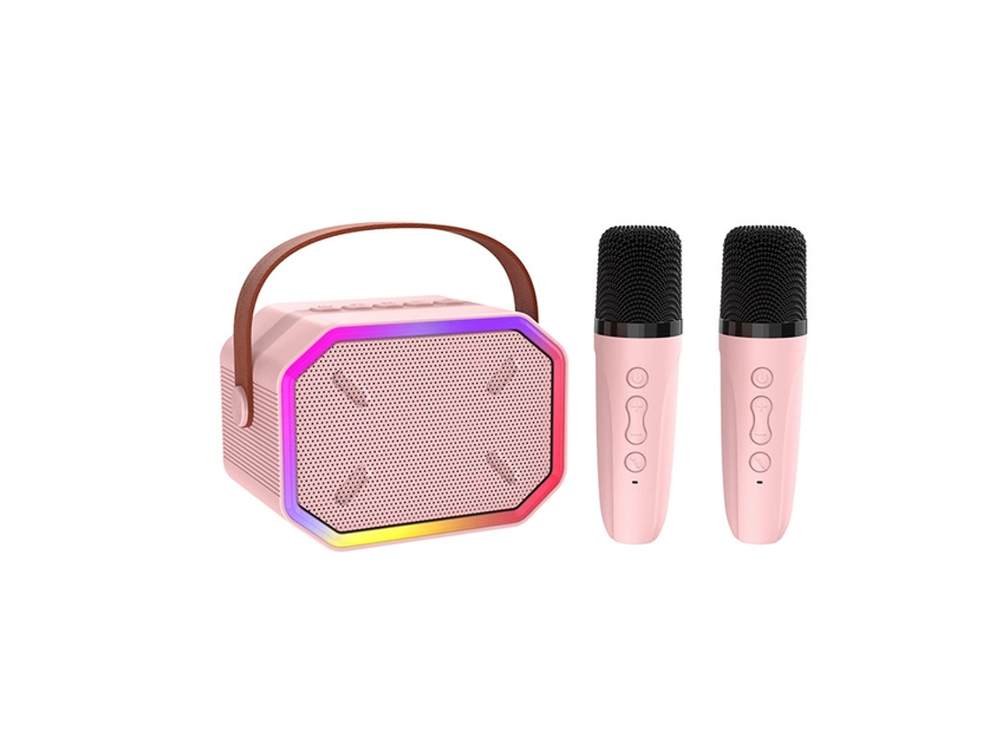 Altavoz Bluetooth De Colores - Sistema De Audio Inalámbrico Para El Hogar - Micrófono De Karaoke - Rosa - Micrófonos Duales
