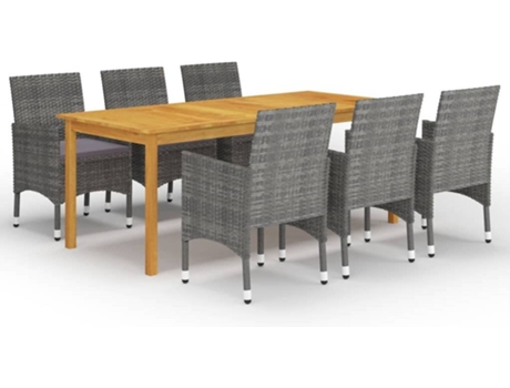 Conjunto 7 de comedor de jardín de VIDAXL gris