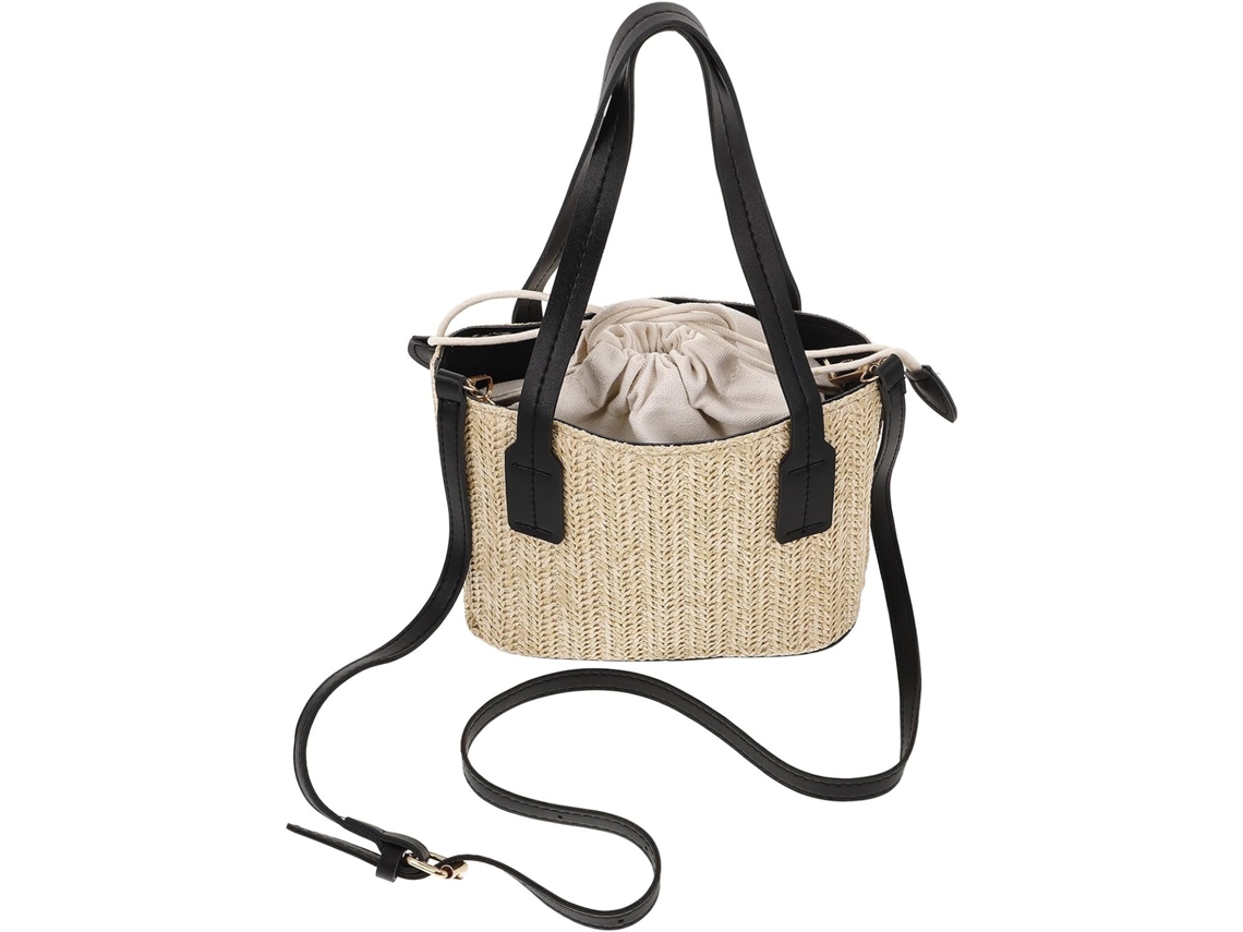 Bolsa De Ombro Feminina Em Lona Trançada E Poliéster, Bolsa De Praia Multiuso Com Alça.
