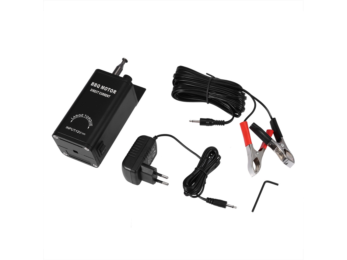 RNEMITERY Motor Eléctrico 12V CC para Barbacoa Rotativa con Clips y Adaptador (Clavija UE 100-240V)