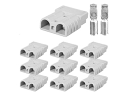10 Conectores De Enchufe Estilo Anderson 50a 12-24v 6awg De Doble Polo Con Terminales De Cobre Gris