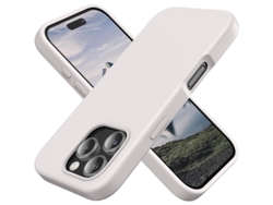 Capa de silicone para iPhone 16 Pro Max, 6.9'', branca, slim, proteção anti choque, líquida, macia