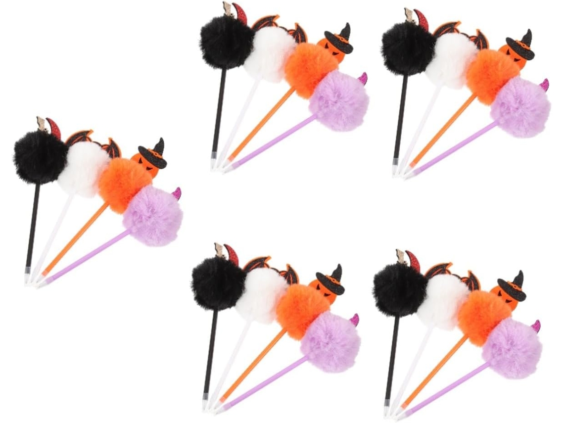 Juego de 5 bolígrafos con forma de calabaza y murciélago para decoración de Halloween.