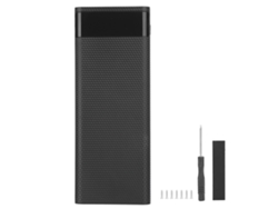 Caja de almacenamiento de baterías 2026 para 8 baterías 18650, para armar un power bank portátil ligero, color negro.